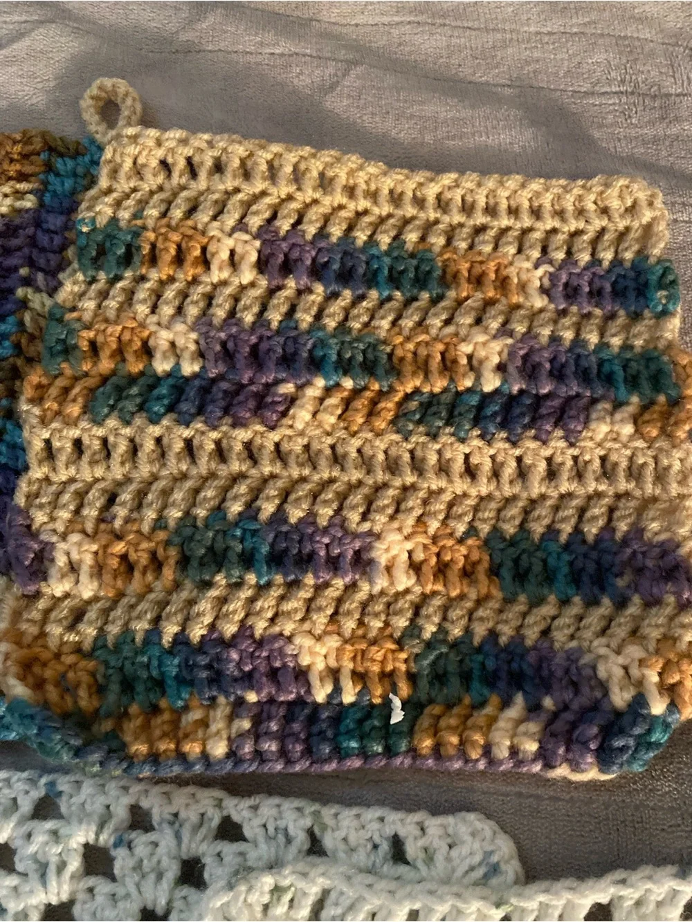 Hand-Crocheted White Granny Square dish cloths and potholders